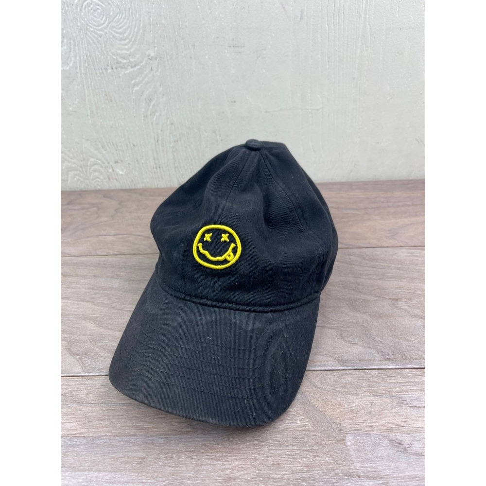 Nirvana Hat Smiley Face Dad Cap Men's Black Yellow 2017 Band Merch